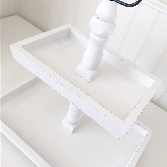 Distressed White Foundations Decor Tiered Tray Rectangle - Picture 1 of 4